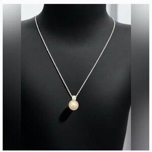***LOW START *** NEW 925 SS GRA Certified  Pearl & Moissanite Necklace